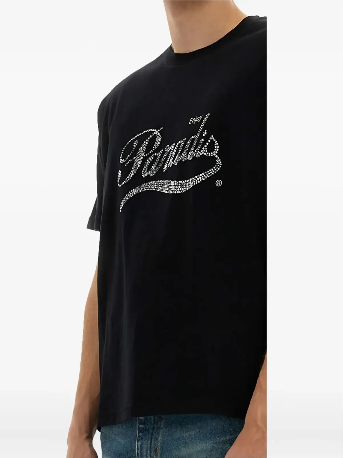3PARADIS クリスタル装飾ロゴTシャツ（ブラック） - 画像4