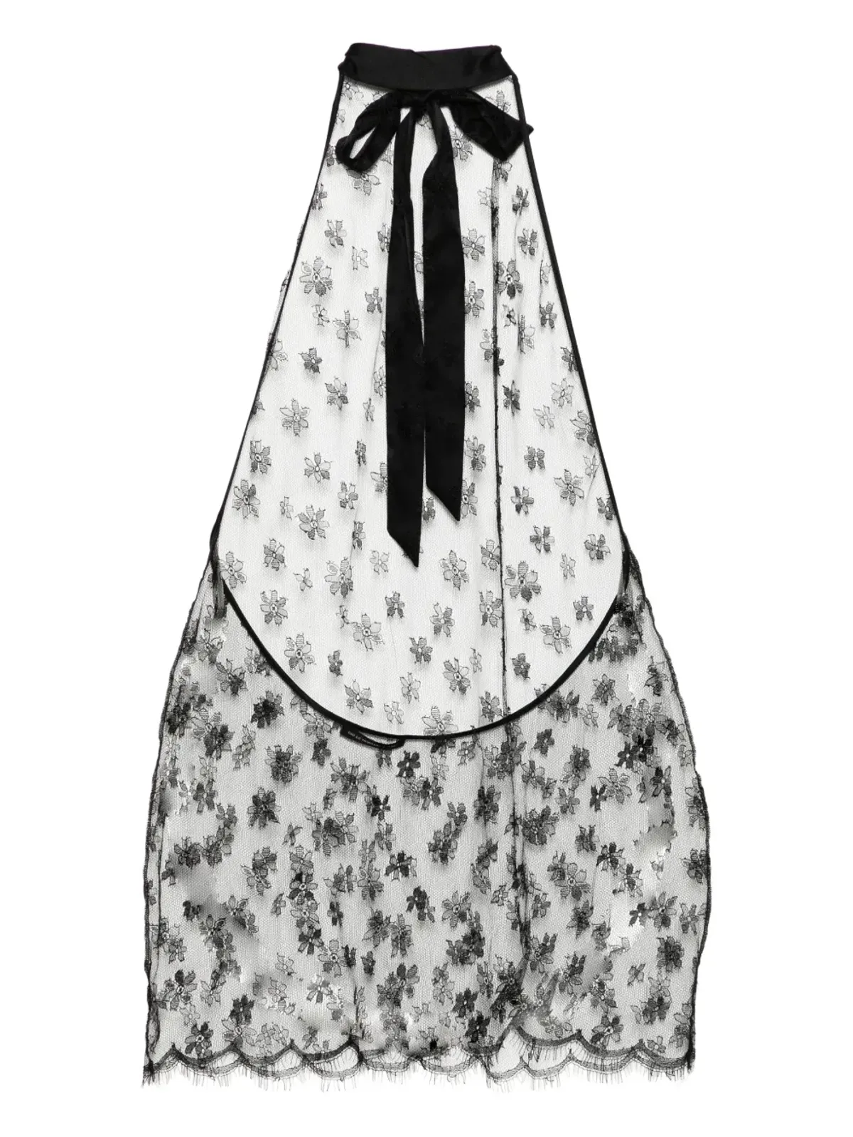 Kiki de Montparnasse オールオーバーレース ホルター ミニスリップ - ブラック - 画像1