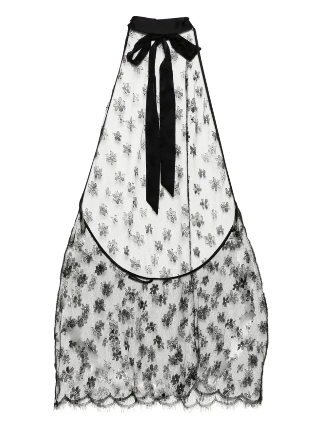 Kiki de Montparnasse Kiki de Montparnasse オールオーバーレース ホルター ミニスリップ - ブラックの商品画像