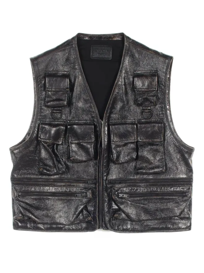 Prada Pre-Owned Prada ビンテージ 2020年代 レザー ジレ ブラックの商品画像