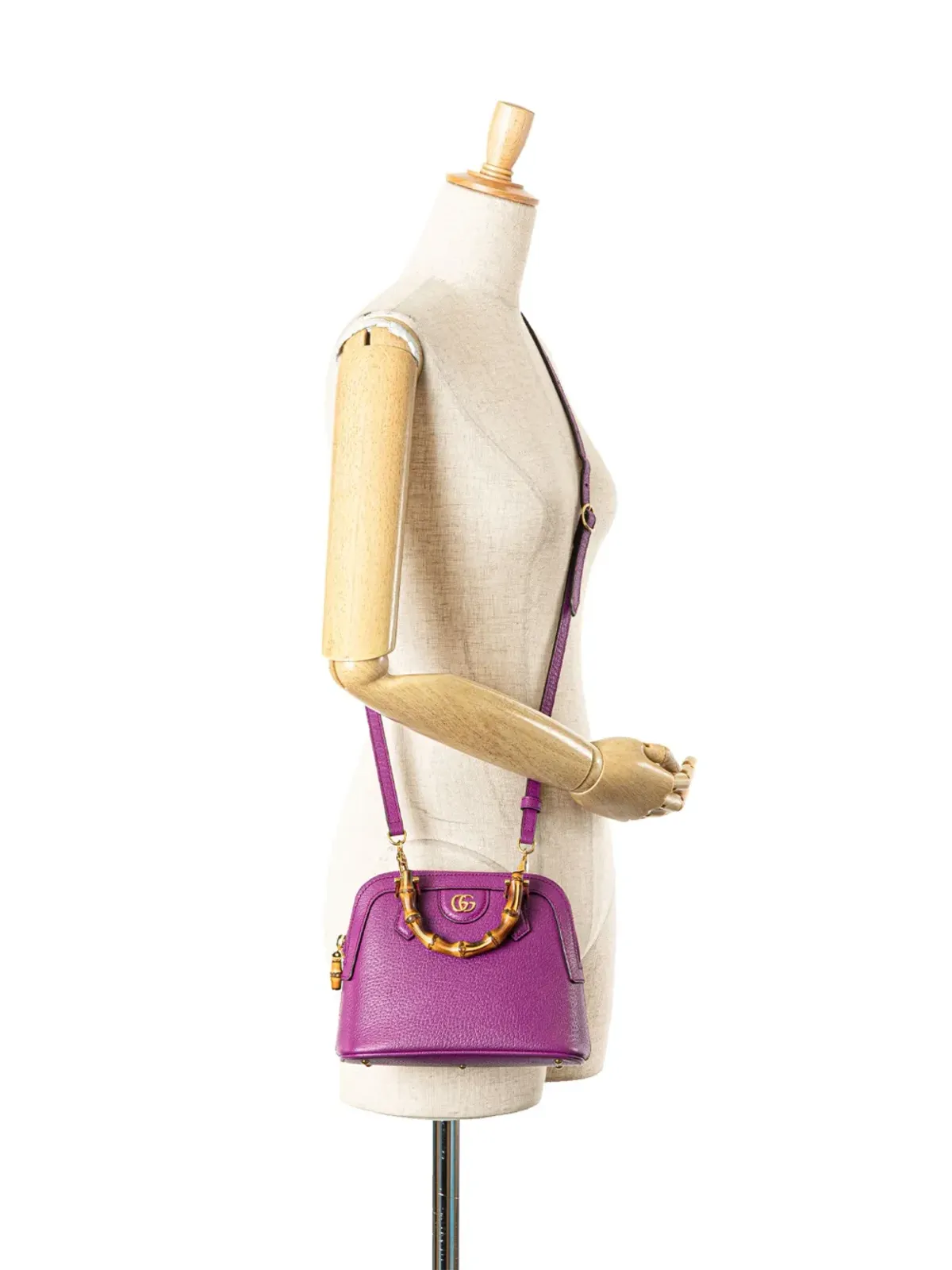 Gucci ビンテージ 2000-2015 ミニ ダラー カーフスキン バンブー ディアナ ドーム サッチェル - パープル - 画像2