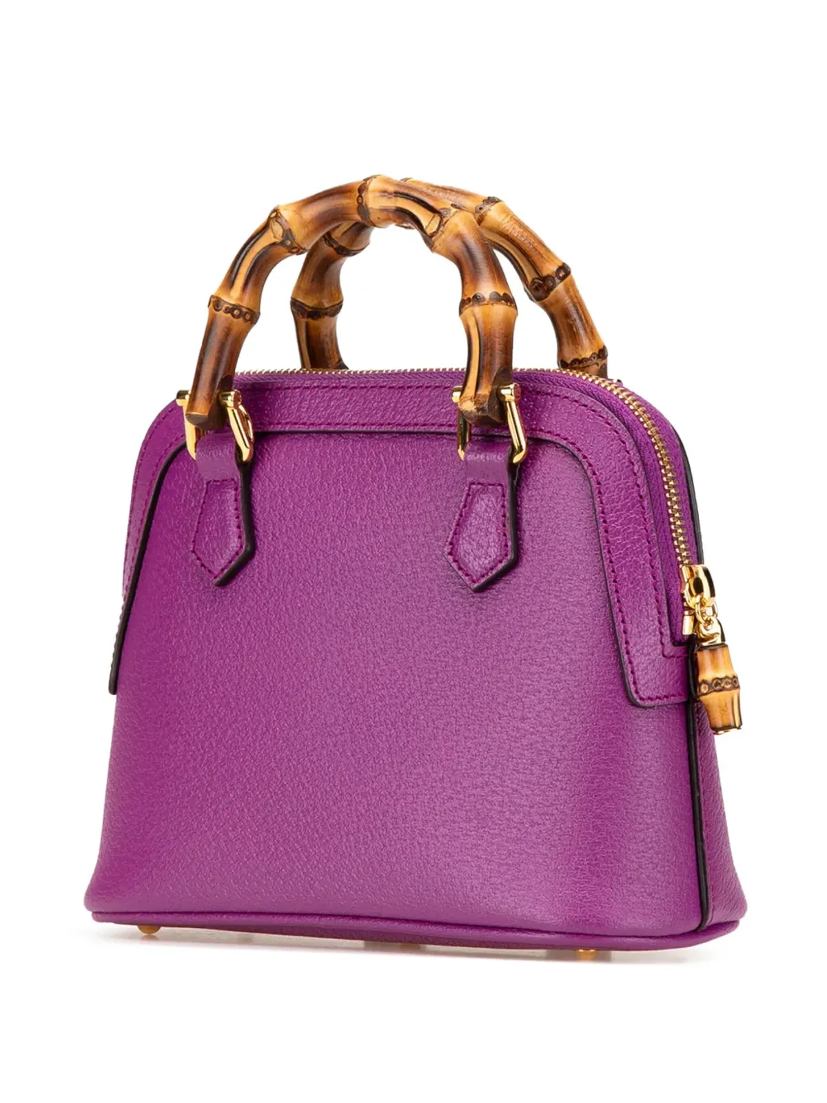 Gucci ビンテージ 2000-2015 ミニ ダラー カーフスキン バンブー ディアナ ドーム サッチェル - パープル - 画像3