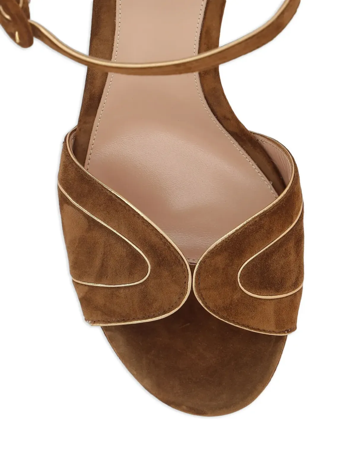 Gianvito Rossi ブラウン スエード アンクルストラップ サンダル - 画像4