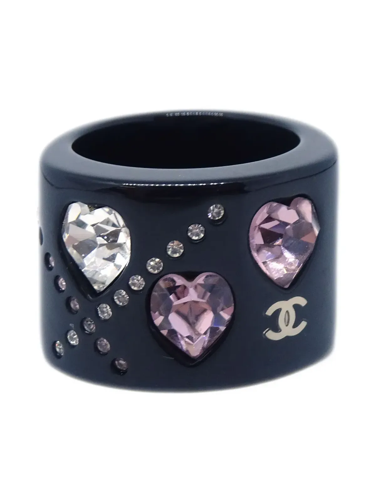 CHANEL Pre-Owned 2004 クリスタルエンブリッシュ リング（ブラック） - 画像1