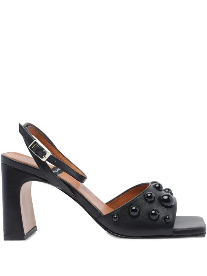 ANGEL ALARCON ANGEL ALARCON レザー ヒールサンダル - ブラックの商品画像