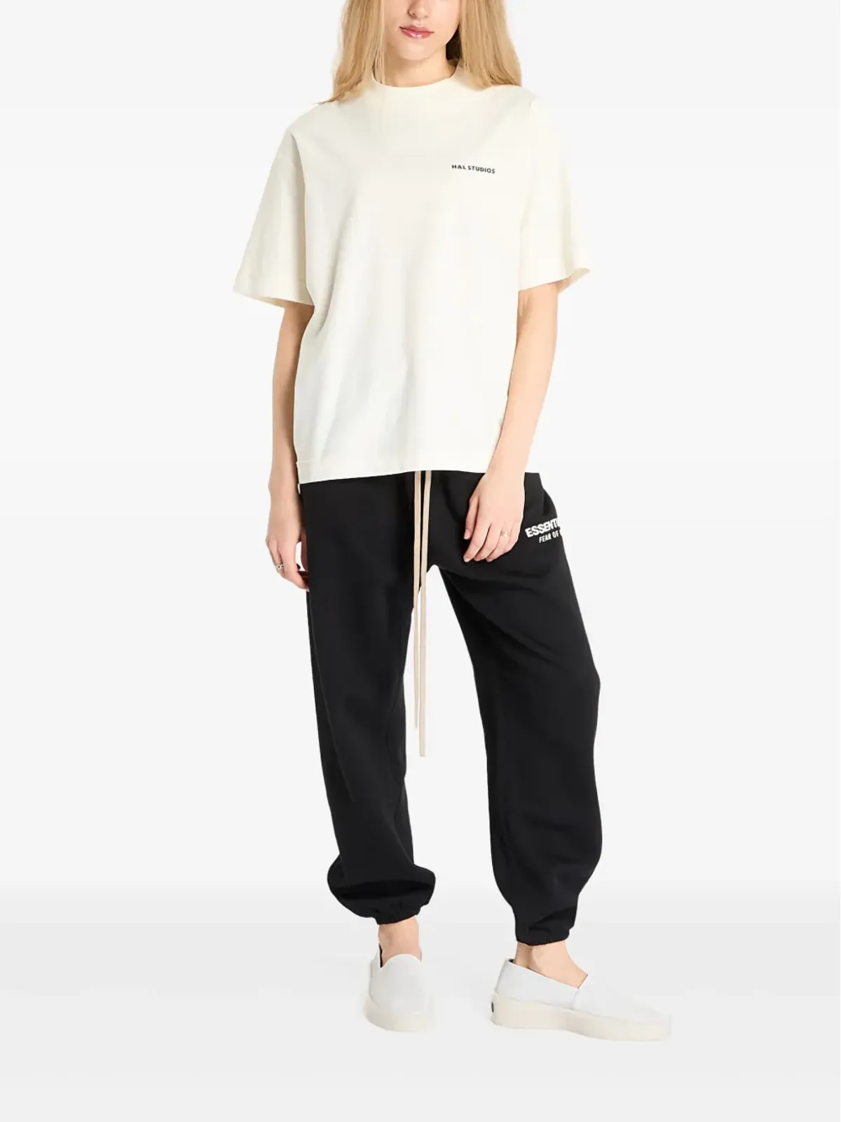 HAL STUDIOS® ロゴ刺繍入りコットンTシャツ - Neutrals - 画像3