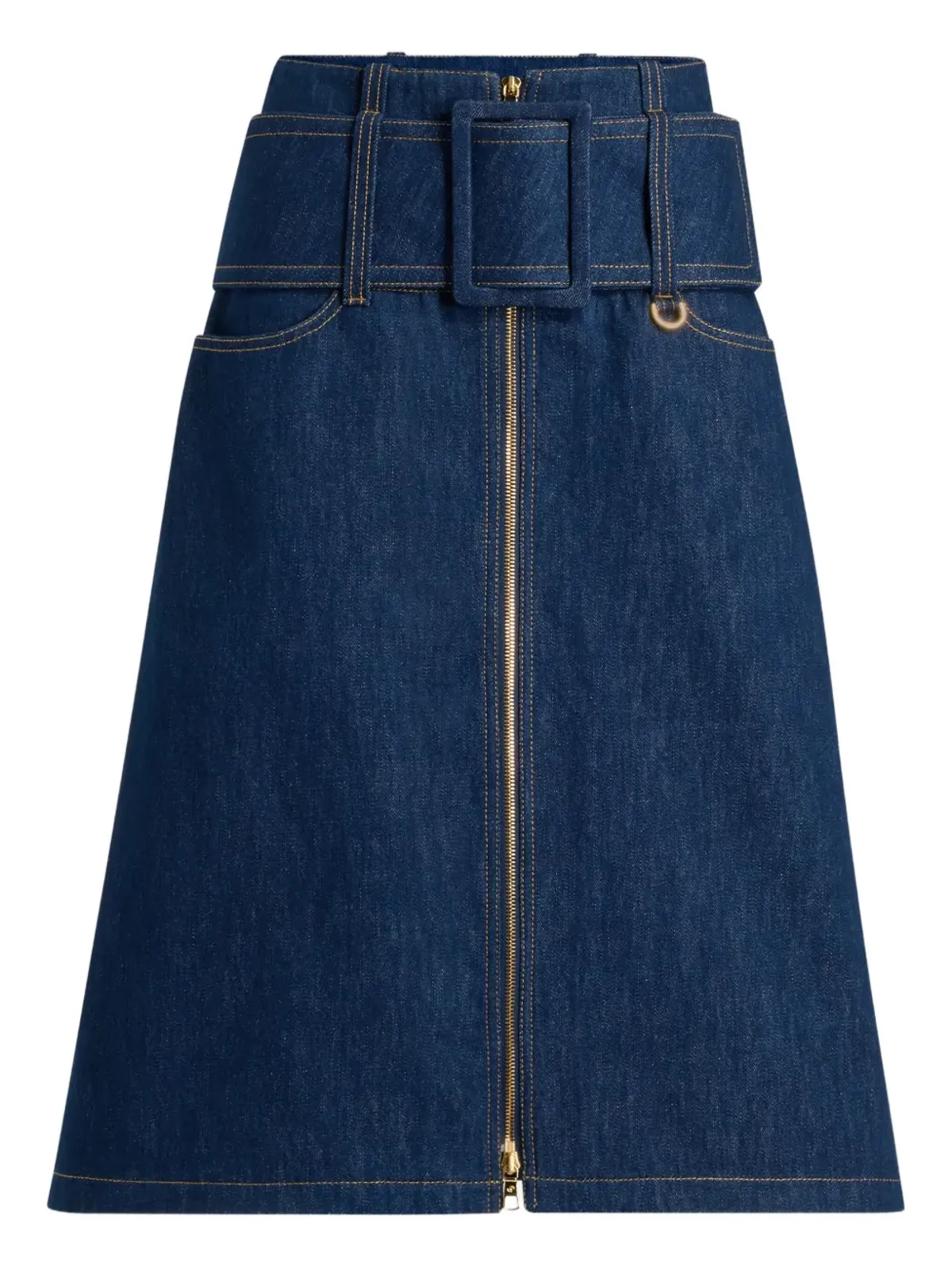 Patou ジップフロントベルト付きデニムスカート ブルー - 画像1