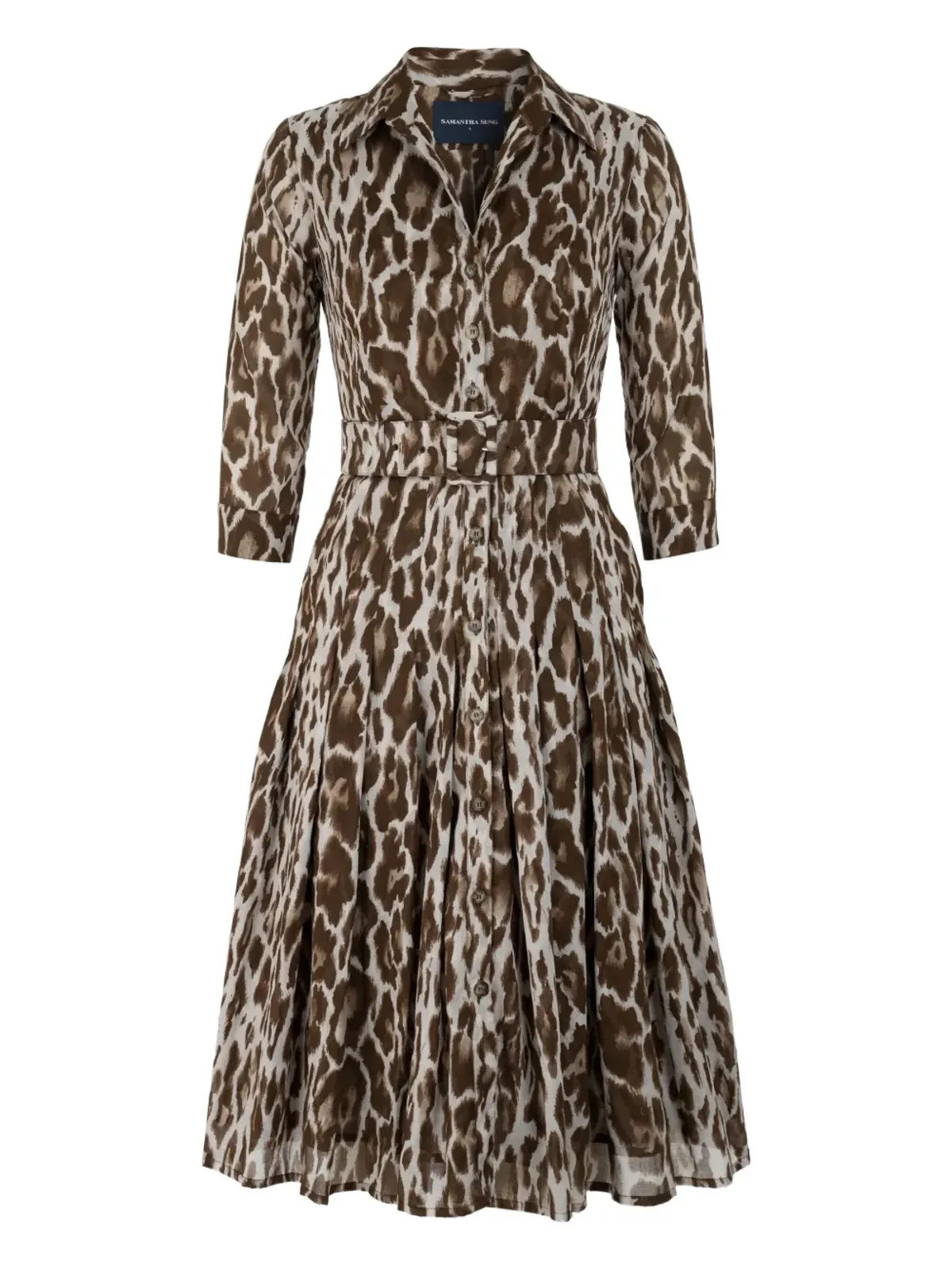 Samantha Sung Audrey leopard-print belted dress - Brown - 画像1