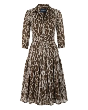 Samantha Sung Audrey leopard-print belted dress - Brown - サムネイル1
