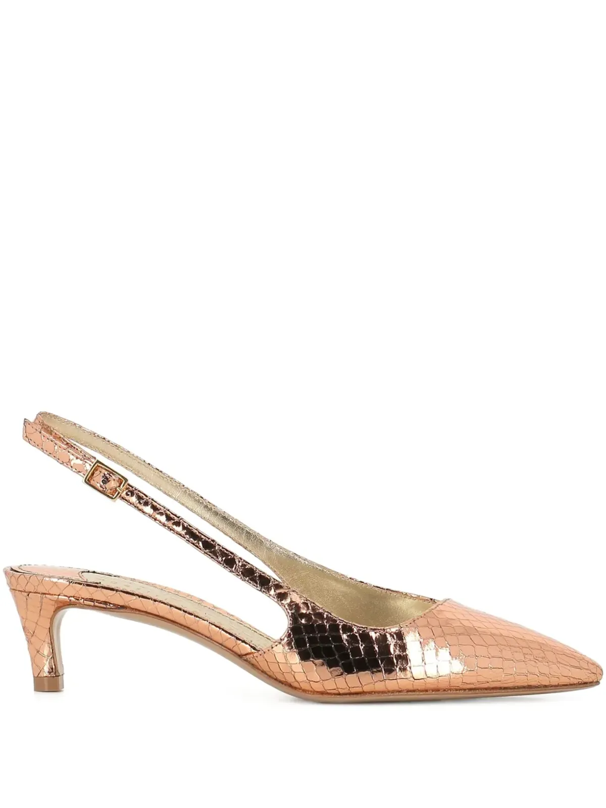 Antonio Barbato Maestri Veneziani メタリック クロコダイル型押し スリングバックパンプス - ゴールド - 画像1