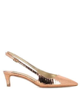 Antonio Barbato Maestri Veneziani メタリック クロコダイル型押し スリングバックパンプス - ゴールド - サムネイル1