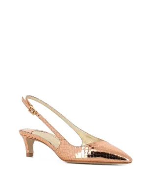 Antonio Barbato Maestri Veneziani メタリック クロコダイル型押し スリングバックパンプス - ゴールド - サムネイル2