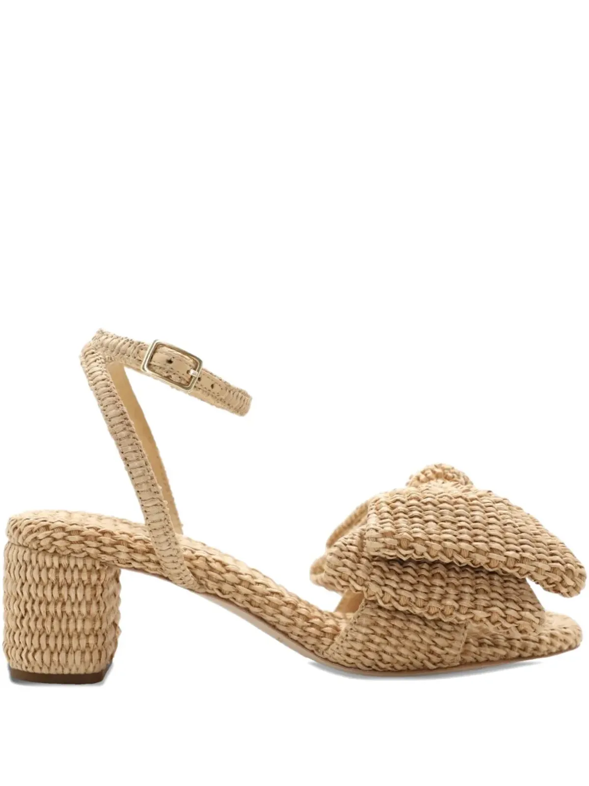 Loeffler Randall 635mm Carm bow-detail woven block-heel sandals - Neutrals - 画像1