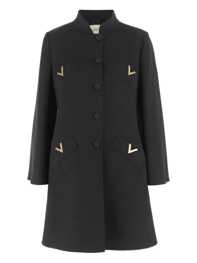 Valentino Garavani Valentino Garavani V字型ゴールドボタンコート ブラックの商品画像