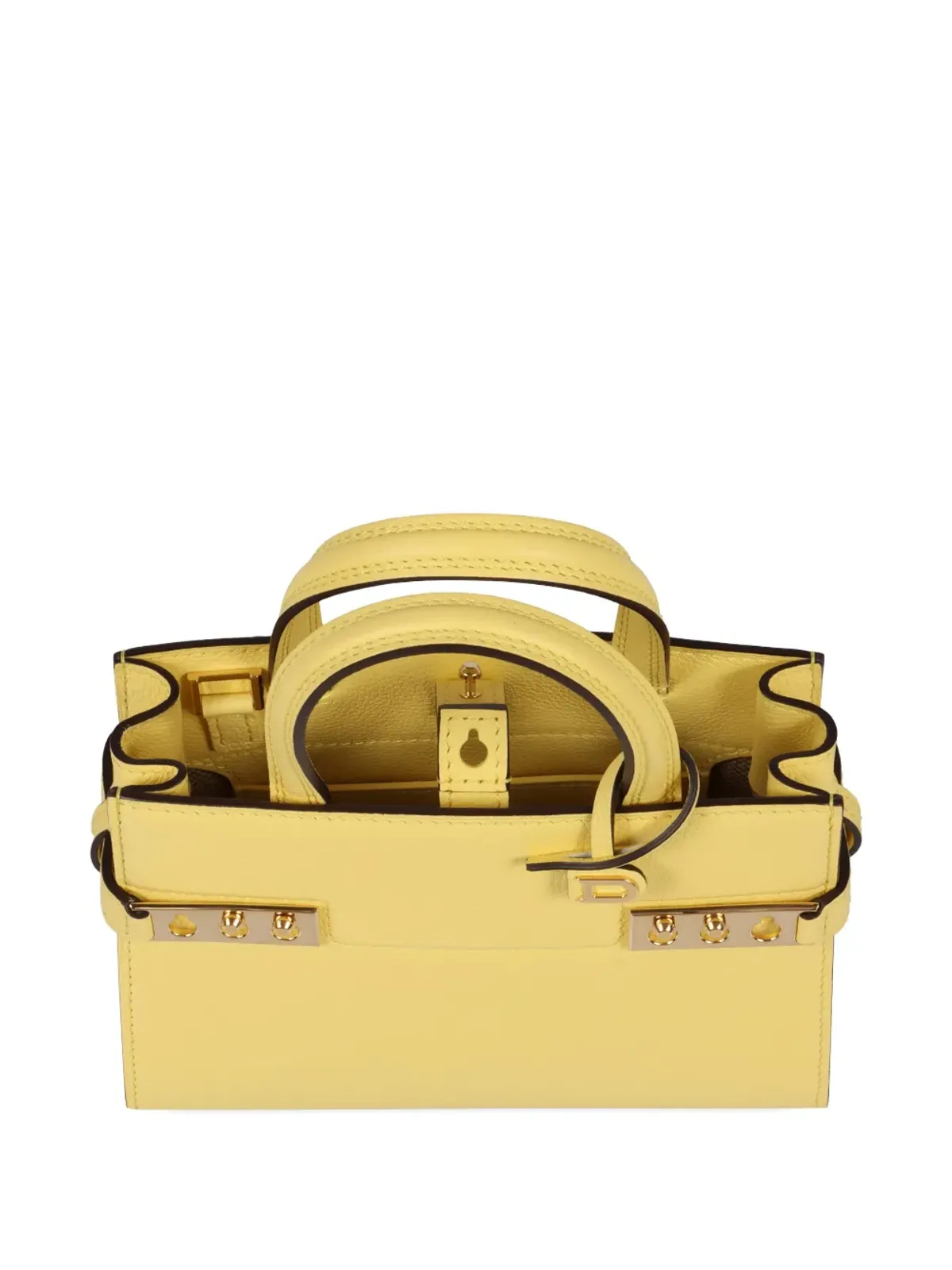 Delvaux Tempête レザー ハンドバッグ（イエロー） - 画像4