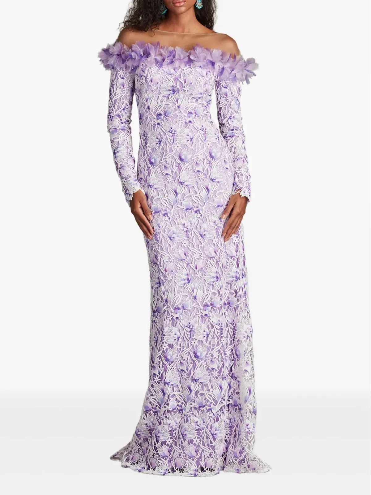 Tadashi Shoji リオラ オフショルダー フローラルレース ガウン - 画像2