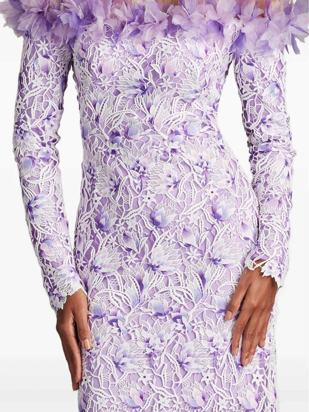 Tadashi Shoji リオラ オフショルダー フローラルレース ガウン - 画像4