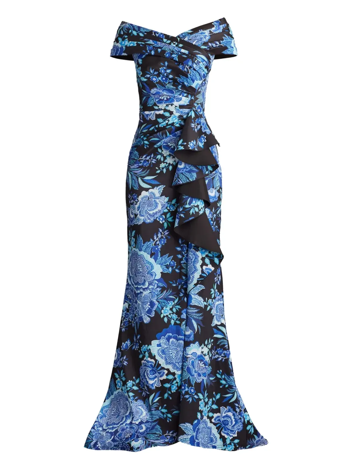 Tadashi Shoji Sonora floral-print off-shoulder gown - Black - 画像1