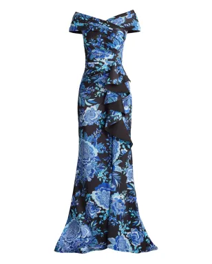 Tadashi Shoji Sonora floral-print off-shoulder gown - Black - サムネイル1