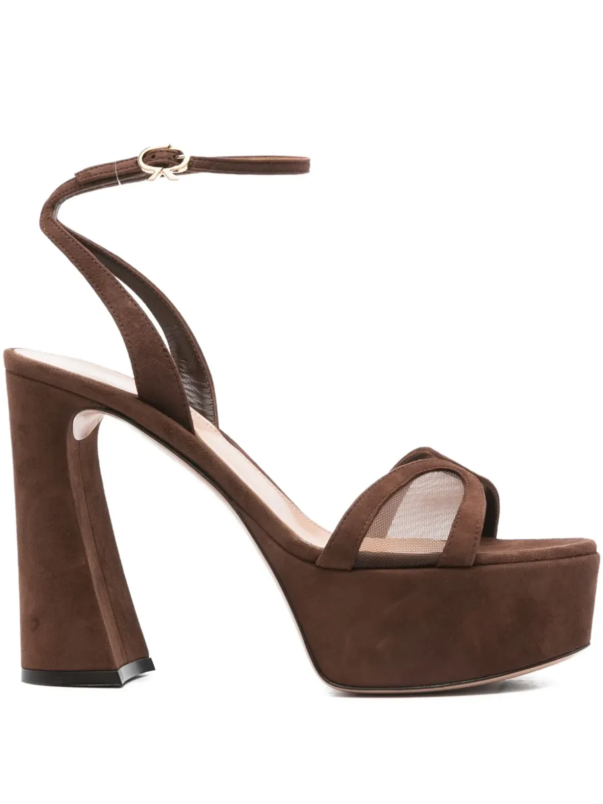 Gianvito Rossi ブラウン 125mmプラットフォーム アンクルストラップ サンダル - 画像1