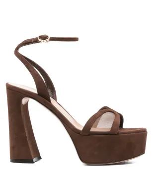 Gianvito Rossi ブラウン 125mmプラットフォーム アンクルストラップ サンダル - サムネイル1