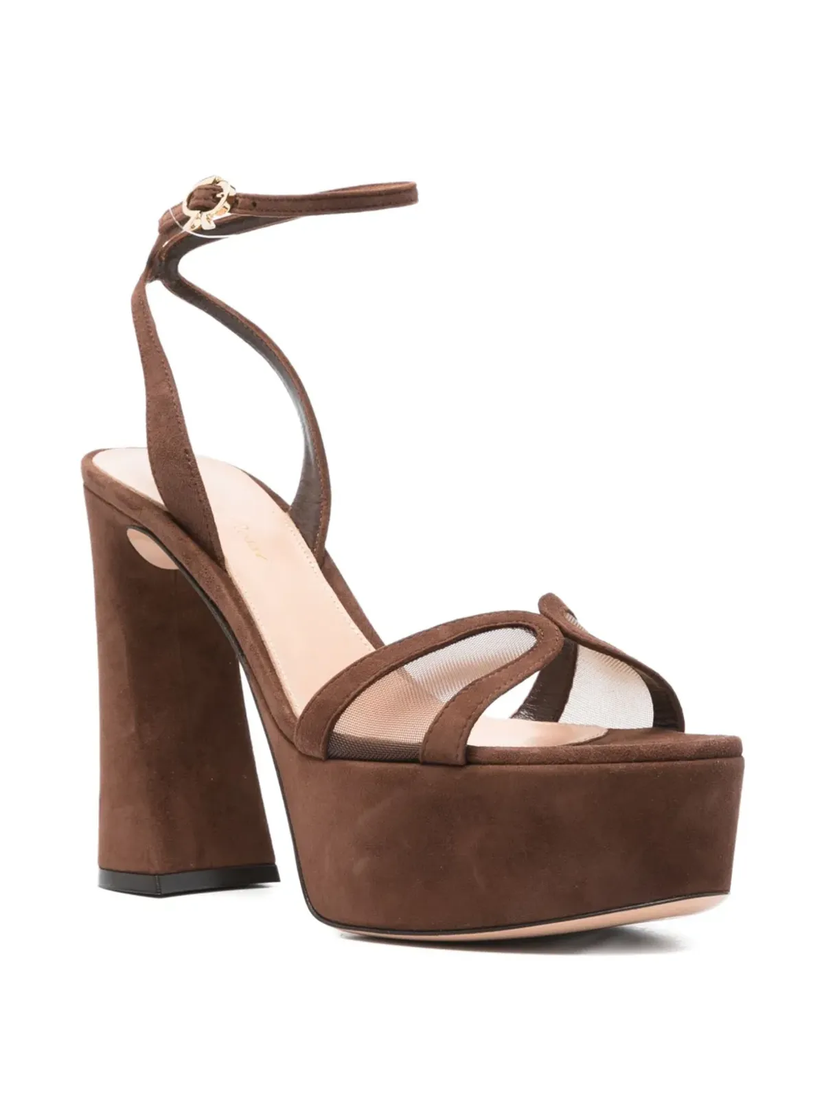 Gianvito Rossi ブラウン 125mmプラットフォーム アンクルストラップ サンダル - 画像2