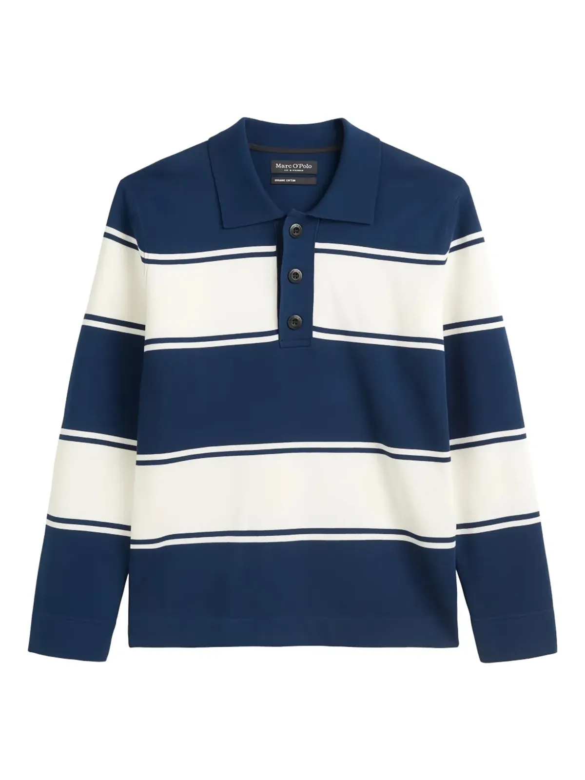 Marc O'Polo ストライプ柄長袖ポロシャツ - 画像1