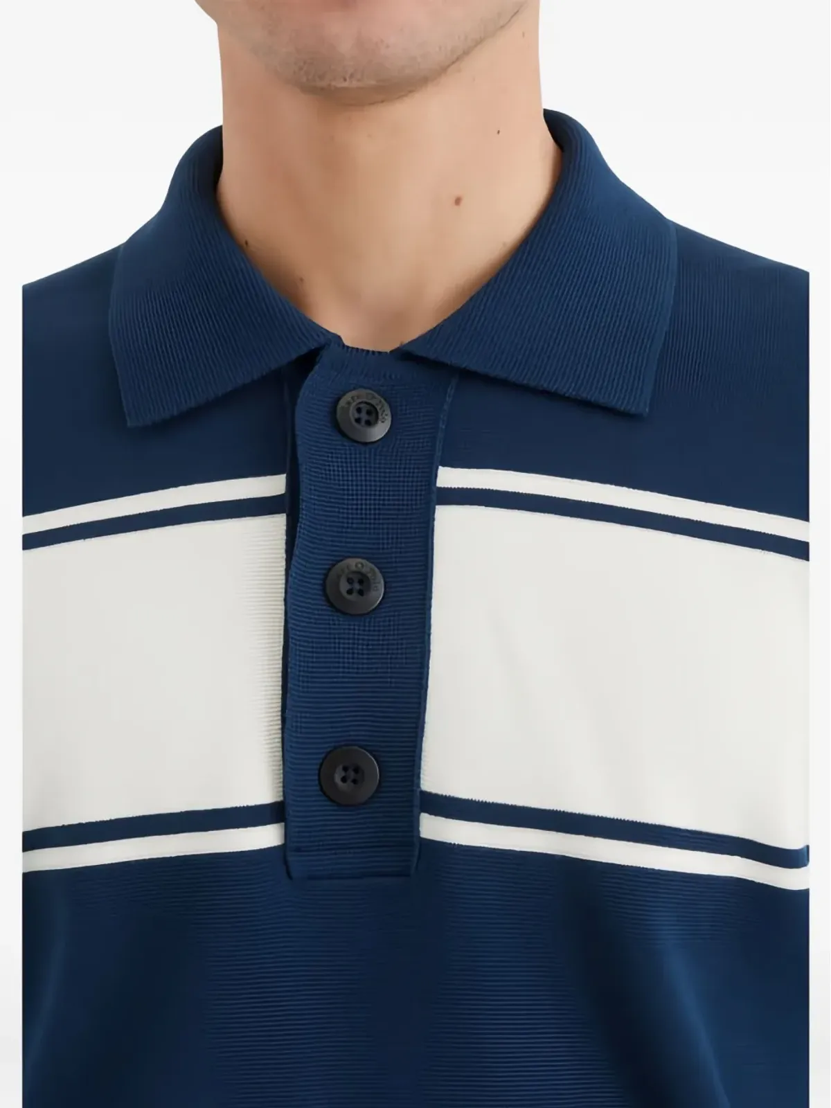 Marc O'Polo ストライプ柄長袖ポロシャツ - 画像4