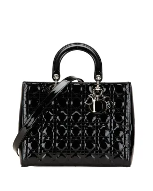 Christian Dior ビンテージ 2017年 大型 パテント キャンナージュ レディディオール サッチェル - ブラック - サムネイル1