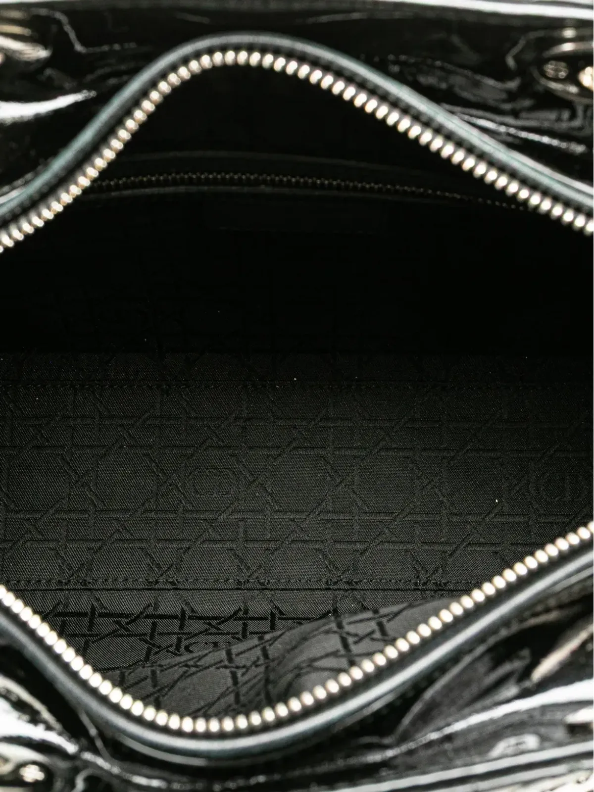 Christian Dior ビンテージ 2017年 大型 パテント キャンナージュ レディディオール サッチェル - ブラック - 画像5