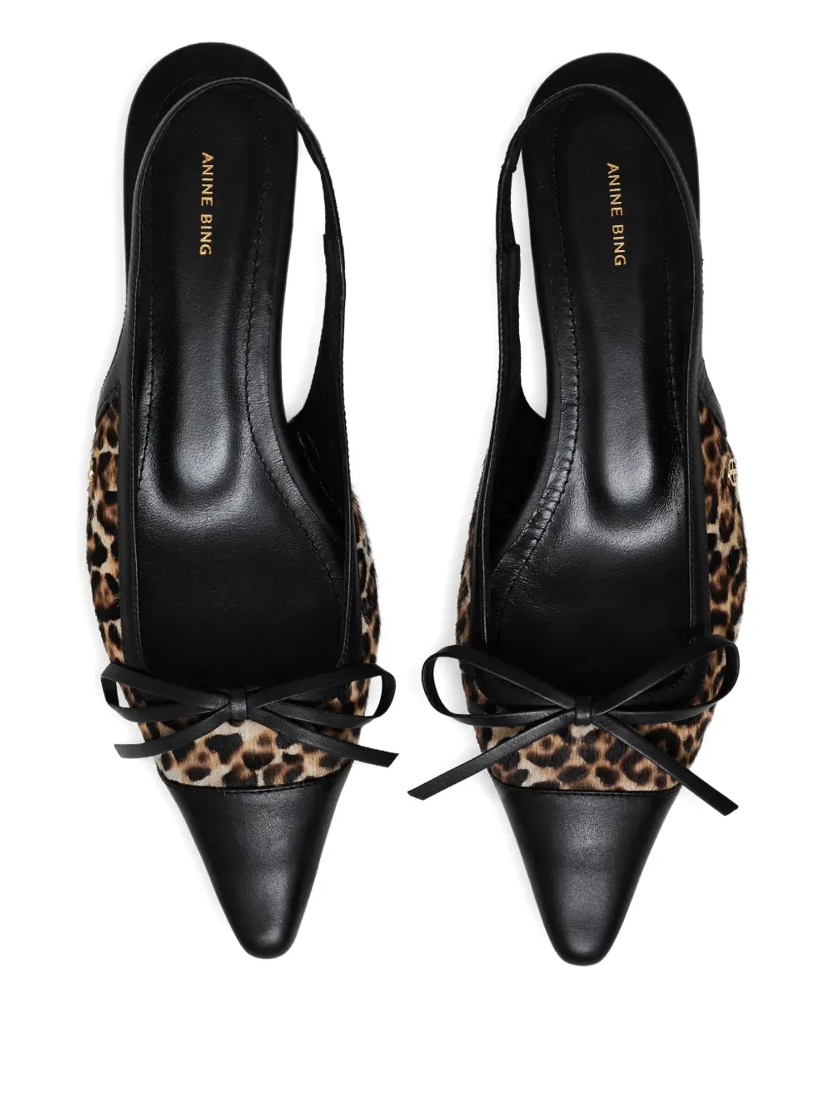 ANINE BING Zoey leopard-print slingback ballet flats - Black - 画像3
