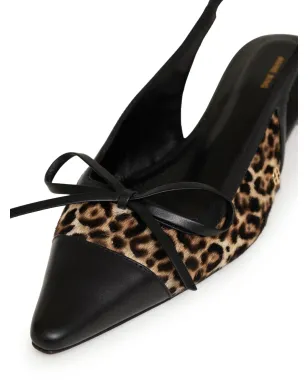ANINE BING Zoey leopard-print slingback ballet flats - Black - サムネイル4