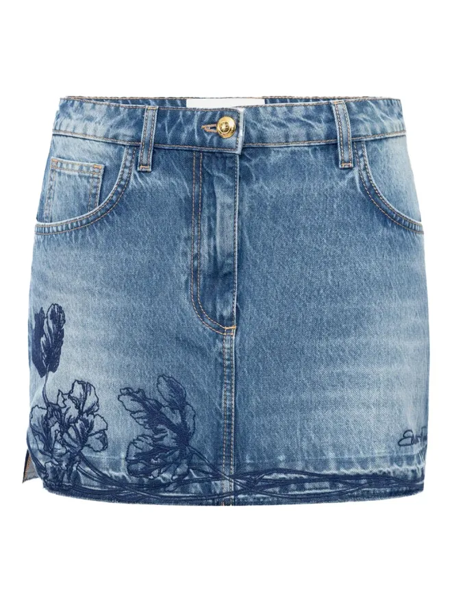 Elisabetta Franchi Elisabetta Franchi 刺繍花柄デニムミニスカートの商品画像