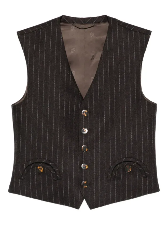 Blazé Milano Blazé Milano ピンストライプ ボタン付き ウエストコート（ブラウン）の商品画像