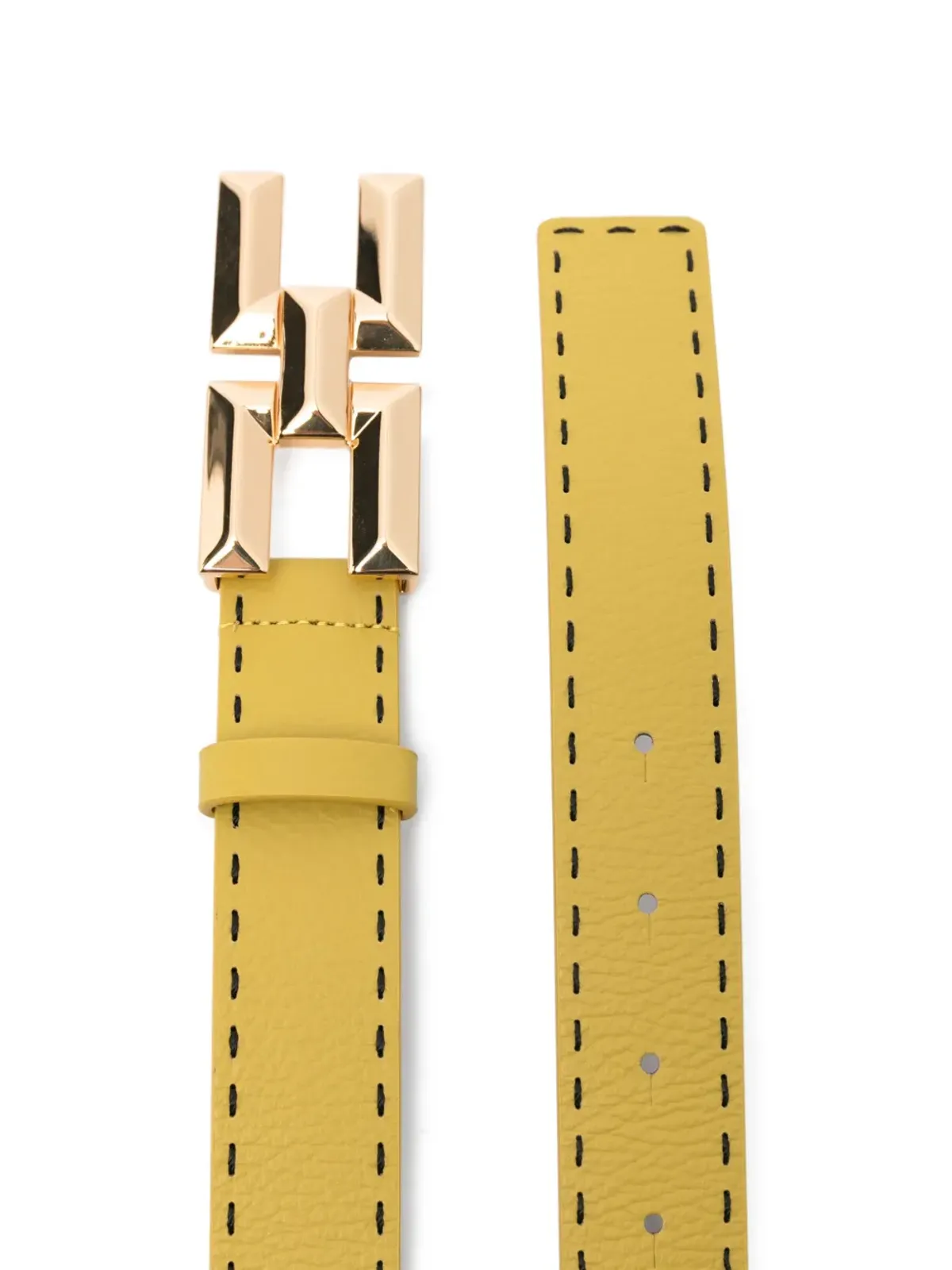 Elisabetta Franchi ロゴバックル レザーベルト - イエロー - 画像3