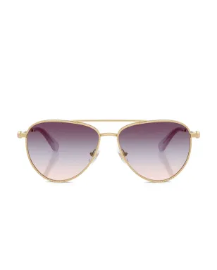 Swarovski Eyewear パイロットフレームサングラス - ゴールド - サムネイル1