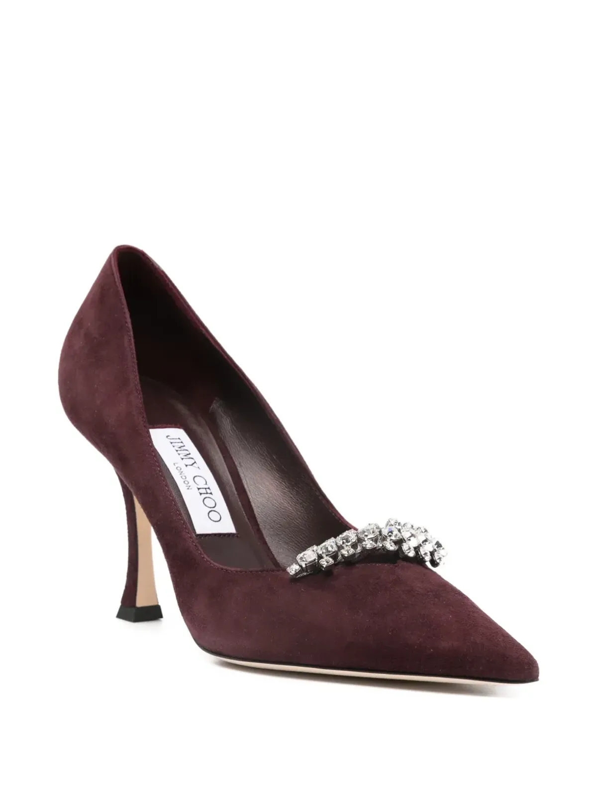Jimmy Choo ヒール90mm クリスタル装飾 ポインテッドトゥ パンプス レッド - 画像2