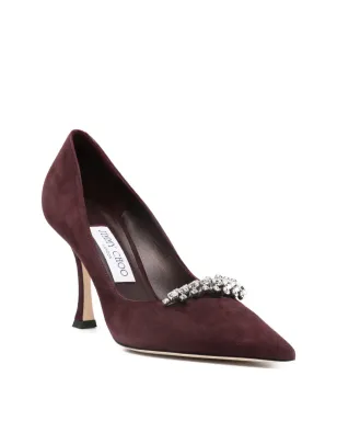 Jimmy Choo ヒール90mm クリスタル装飾 ポインテッドトゥ パンプス レッド - サムネイル2