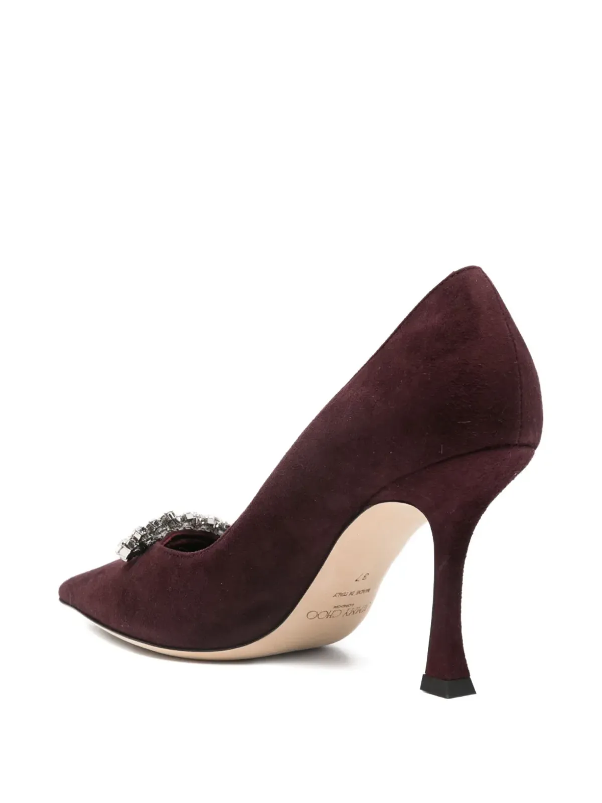 Jimmy Choo ヒール90mm クリスタル装飾 ポインテッドトゥ パンプス レッド - 画像3