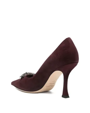 Jimmy Choo ヒール90mm クリスタル装飾 ポインテッドトゥ パンプス レッド - サムネイル3
