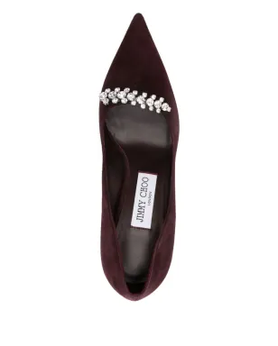 Jimmy Choo ヒール90mm クリスタル装飾 ポインテッドトゥ パンプス レッド - サムネイル4