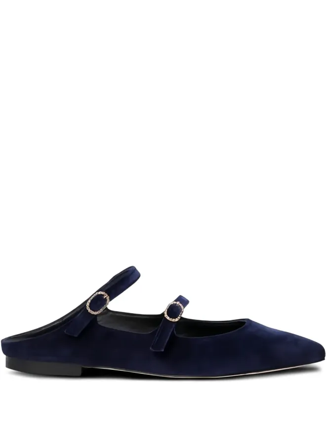 amato daniele amato daniele ベルベットのバックル付きミュール（ブルー）の商品画像