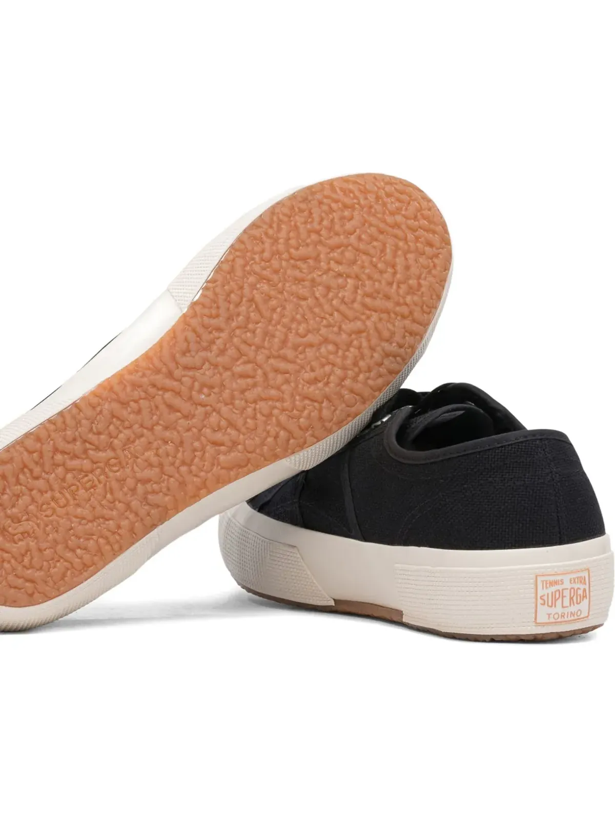 Superga ブラックのレースアップキャンバススニーカー - 画像5