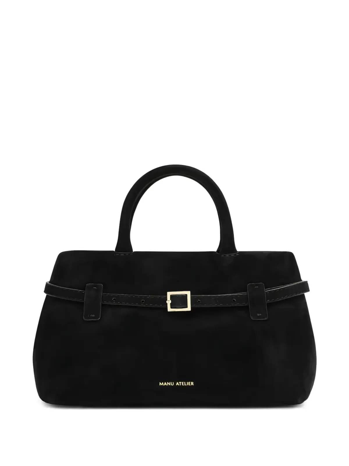 Manu Atelier Le Cambon 25 buckle-fastening suede tote bag - Black - 画像1