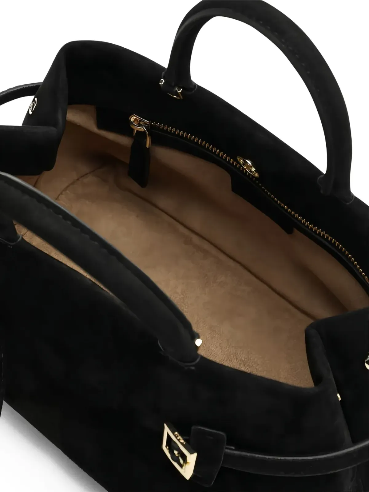 Manu Atelier Le Cambon 25 buckle-fastening suede tote bag - Black - 画像4