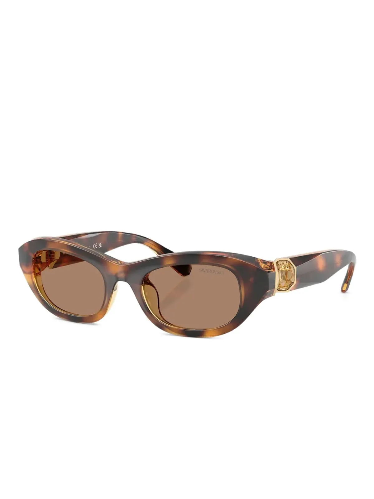 Swarovski Eyewear オーバルフレームべっ甲柄サングラス - ブラウン - 画像2