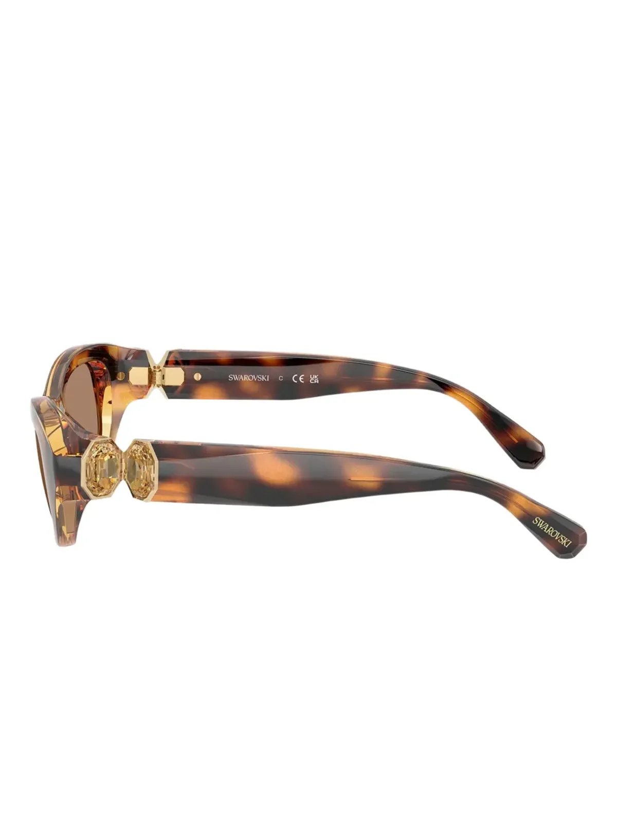 Swarovski Eyewear オーバルフレームべっ甲柄サングラス - ブラウン - 画像3