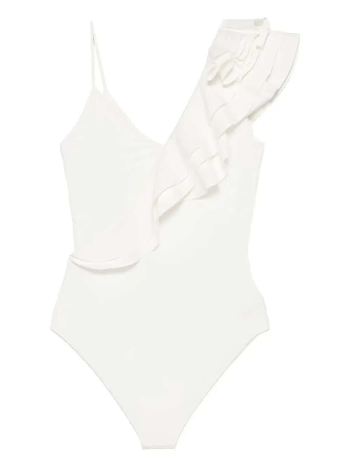 Maygel Coronel ラッフル付きアシンメトリック水着 - White - 画像2