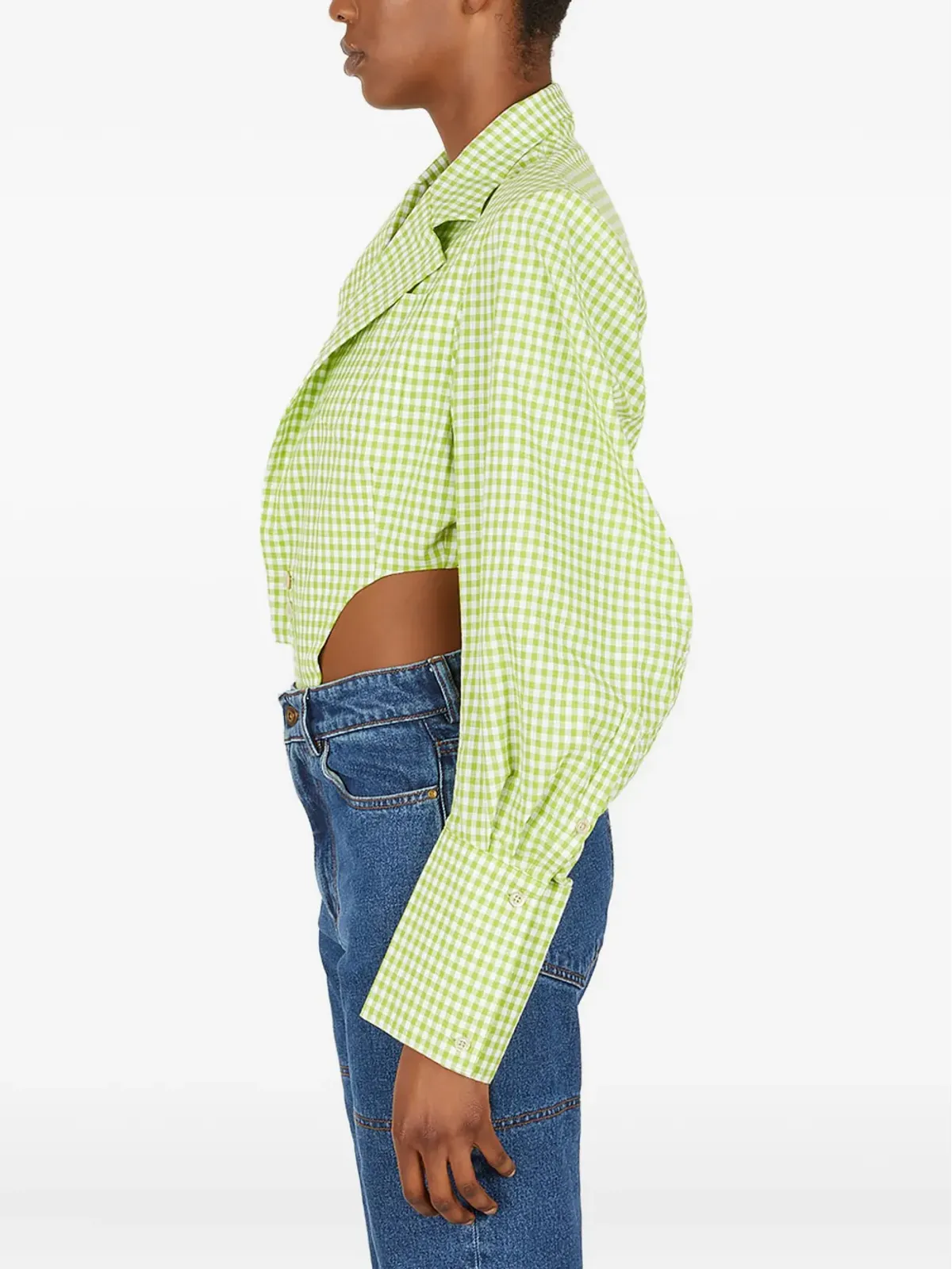 Ninamounah gingham padded-shoulder body - Green - 画像3