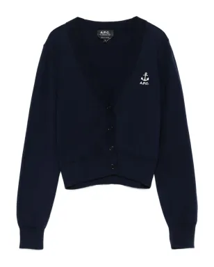 A.P.C. Joséphine anchor-embellished cardigan - Blue - サムネイル1